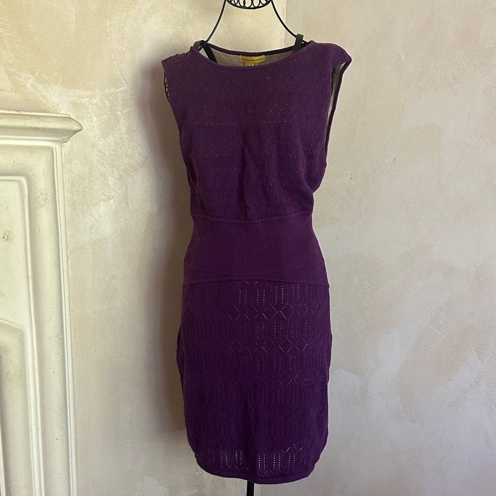 Catherine Malandrino Purple knit dress with open back timeless
